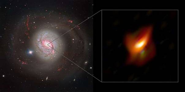 За газопылевым кольцом галактики M77 скрывается чёрная дыра