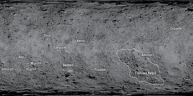 Особенности астероида Бенну получили официальные названия