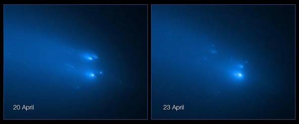 Хаббл фиксирует распад кометы ATLAS