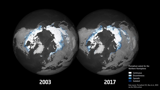 Новые детализированные карты показывают таяние в арктической вечной мерзлоте