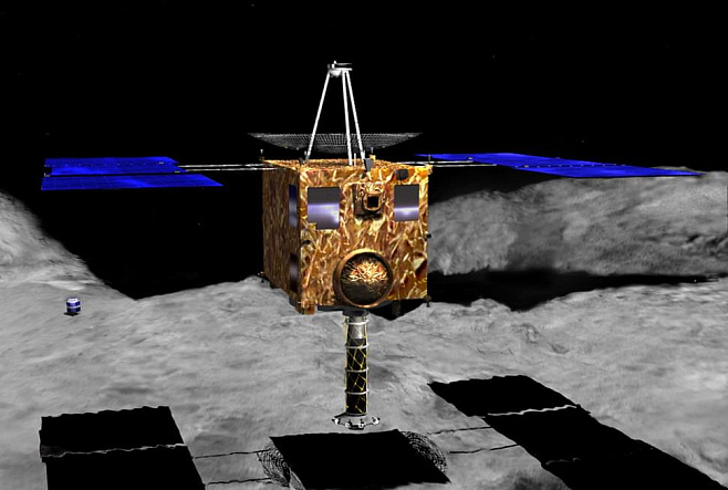 Сегодня ночью японский космический корабль Хаябуса 2 соберет пробы с астероида Рюгу