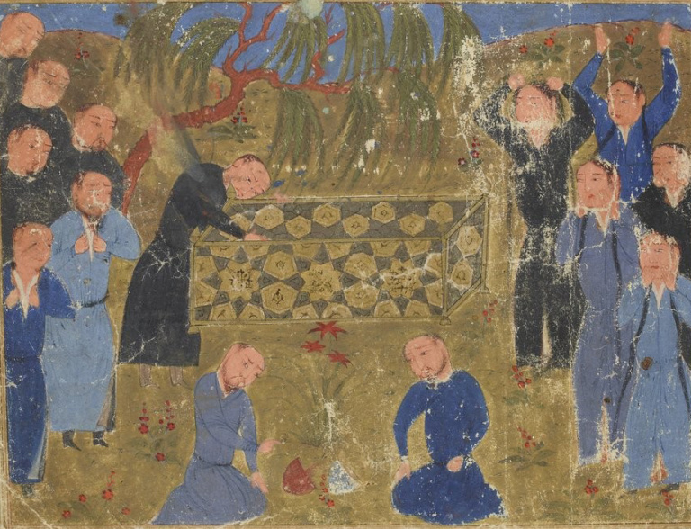 Похороны Чингисхана, Миниатюра из «Джами ат-таварих», Рашид ад-Дина