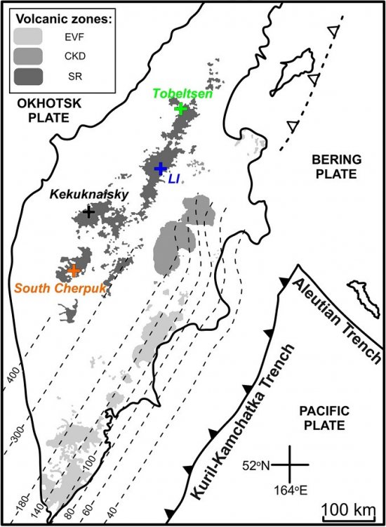 Геологи поняли, как появились вулканы Срединного хребта Камчатки