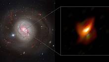 За газопылевым кольцом галактики M77 скрывается чёрная дыра