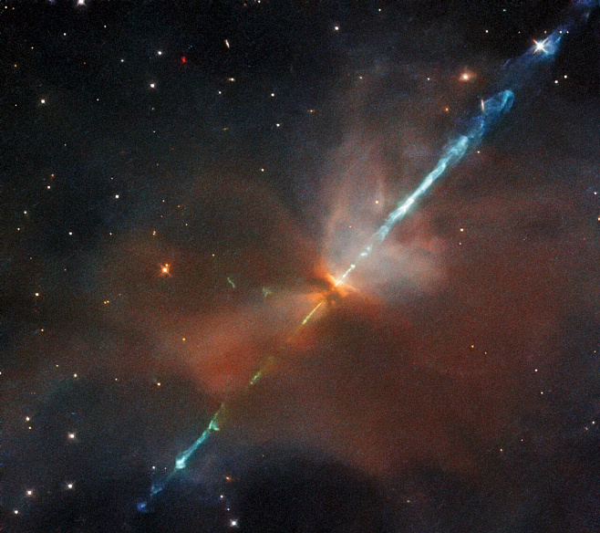 «Хаббл» заснял звёздную систему, испускающую мощные струи плазмы