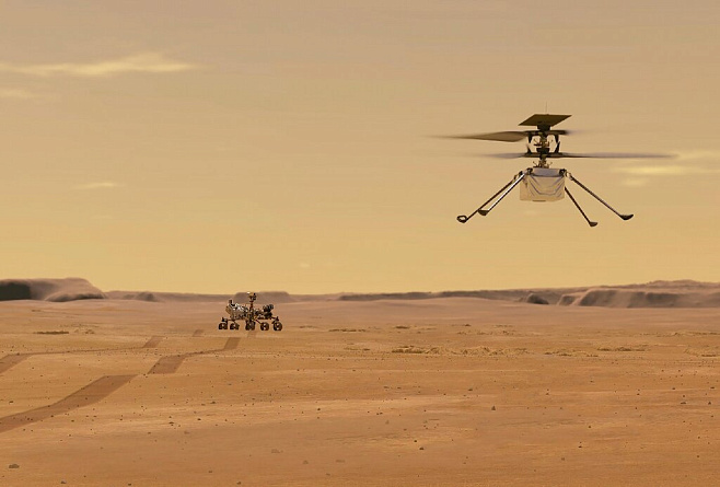Квадрокоптер NASA Ingenuity впервые совершил контролируемый полёт в атмосфере Марса